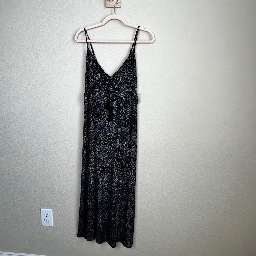 Shop Neighbor Black White Polka Dot Tassel Smocked Maxi Dress Small